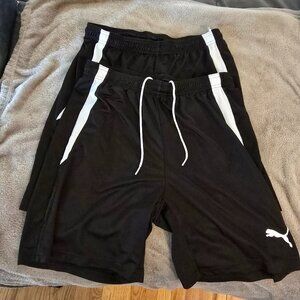 Mens 2 pairs Puma Black w/White Accent Soccer Shorts L